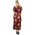 thumbnail image 5 of Bimba Women's Long Getting Ready Maroon Gown Drawstring Floral Kaftan Kimono - 22, 5 of 8