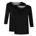 thumbnail image 5 of Womens Casual T-Shirts Tops 3/4 Sleeve Round Neck Cute Fall Tunic Basic Tees Blouses Loose Fitting Solid Pullover Tops,Black 1,S, 5 of 5