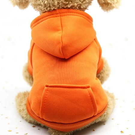 Solid Winter For Small Dogs Puppy With Pockets Christmas Autumn Cat Hoodies Sweatshirt Cats Coat Puppy Outfit ORANGE S