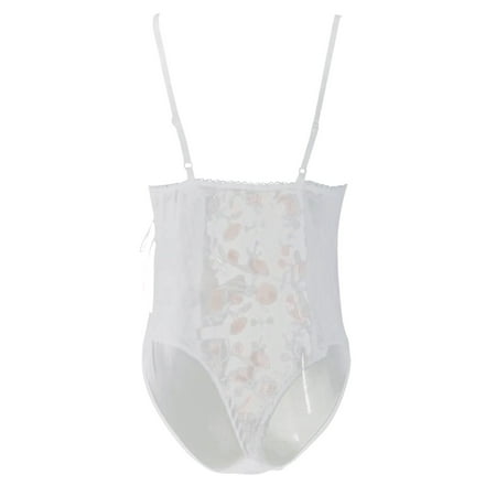 

Vedolay Lingerie Set Women s Mesh Sheer Sleeveless Bodycon Teddy Bodysuit Lingerie with Leg Ring White XL