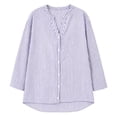 thumbnail image 5 of Gamivast Striped Shirts for Women Button Down V Neck Long Sleeve Casual Loose Tunic Tops for Leggings Comfort Fit Fall Fashion Blouses Work Office Everyday Wear, 5 of 6