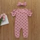 thumbnail image 4 of Gibobby Mono Ajustado de Verano con volantes y corazones de día, mono con estampado de San Valentín para niñas pequeñas y bebés, mono con diademas y mono para niñas(Rosa， 6-9 Meses), 4 of 5