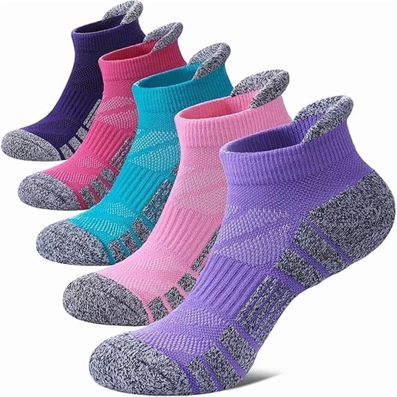 Eryueer Women Ankle Socks Athletic Running Anti-blister Thick Cushioned Low Cut Sports Socks 5 Pairs