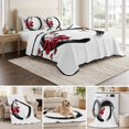thumbnail image 6 of Quilts King Size Bedding Set, Cherry Blossom Lightweight Quilted Comforter, Japanese Red Plum Flower Oriental Art Soft Reversible Bedspread Coverlet with Pillow Covers for All Season, 96" x 106", 6 of 9