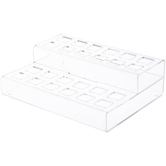 Plymor Clear Acrylic 2-Level Display Stand for 24 Square Lipstick Tubes, 3" H x 9.5" W x 7.5" D