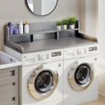 thumbnail image 3 of HomePerch 54" Washer Dryer Countertop with Storage Shelf, Double Layer Laundry Wood Shelf Topper with Edge, Over Washer & Dryer Organizer, Gray, 3 of 6