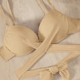 thumbnail image 4 of Nnhblu Women's Solid Bikini Strap Bikini Deep V Sexy Split Swimsuit Set Three-piece Swimming Suit Swimsuit Coverup for Women Savings&nbsp;Clearance Swimsuits for Curvy Women Beige, 4 of 8