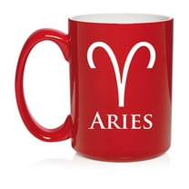 Aries Zodiac Horoscope Ceramic Coffee Mug Tea Cup Gift (15oz Red)
