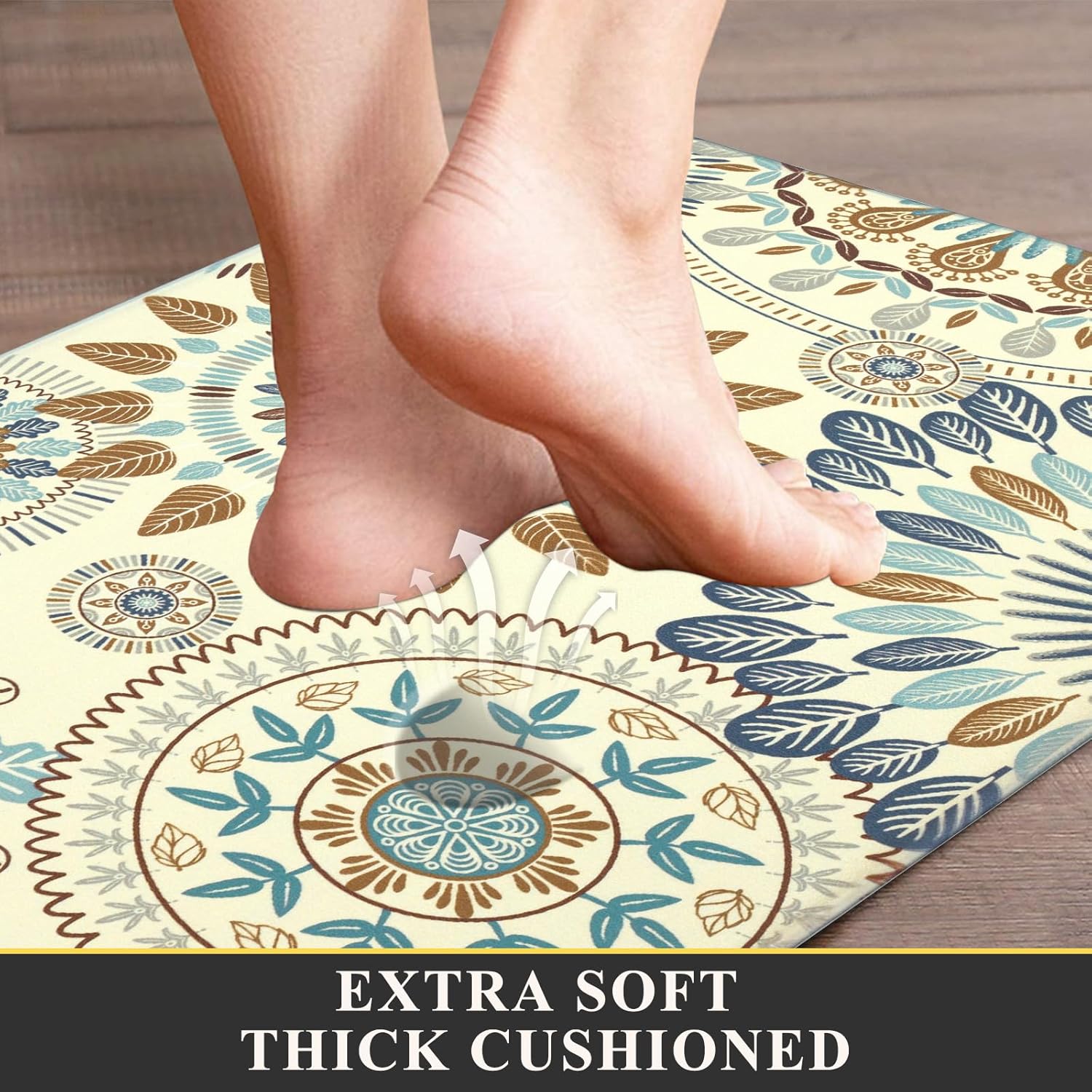 Boho Kitchen Rugs Set of 2 Anti Fatigue Mats for Kitchen Floor Cushioned Kitchen Rugs and Mats Non Skid Waterproof Kitchen Runner Comfort Standing Mat