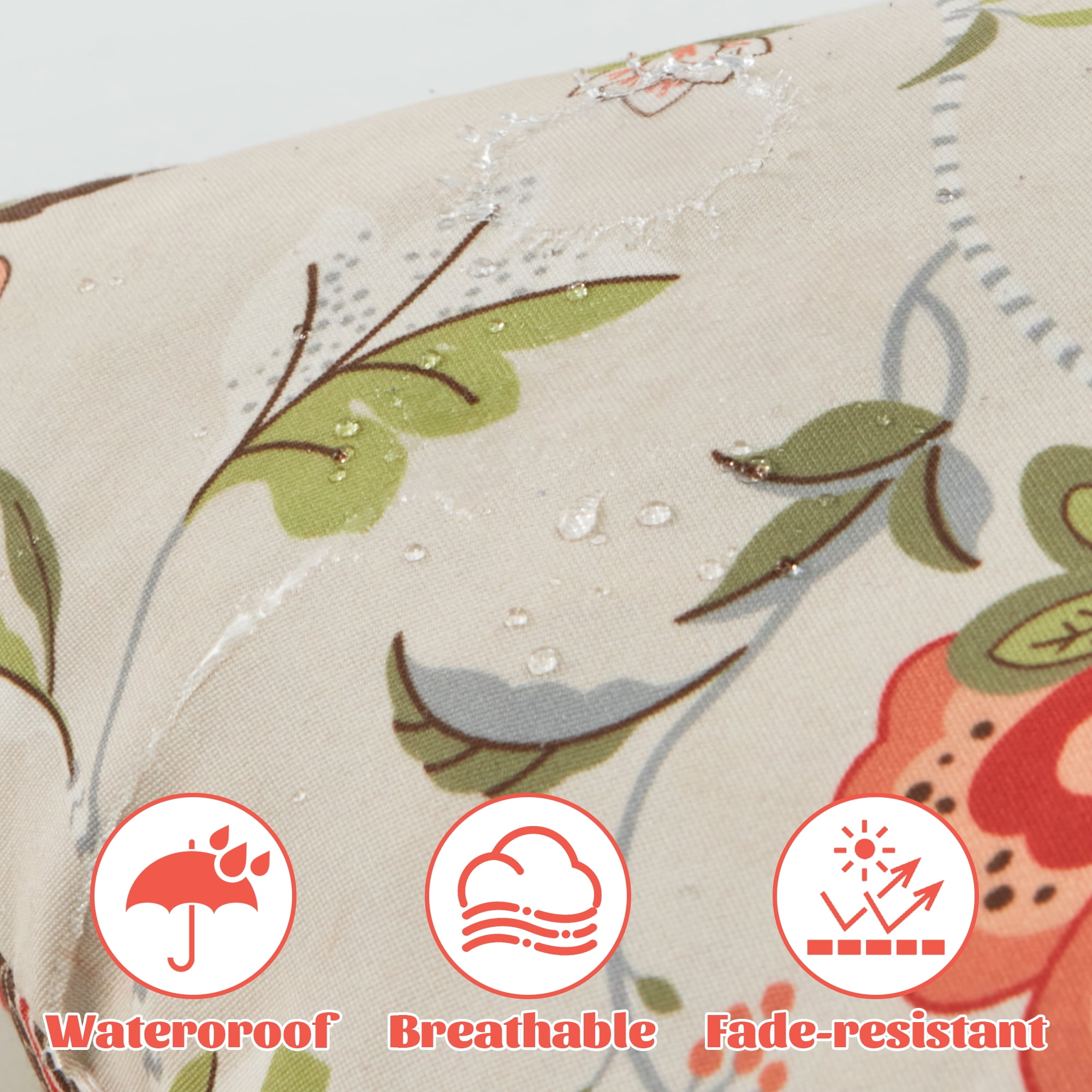 UNIKOME 18x18 in Orange Floral Polyester Throw Pillow, Waterproof Set of 2
