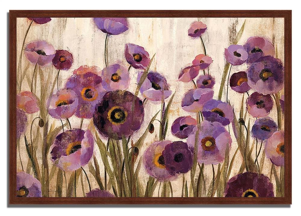 "Pink and Purple Flowers" Framed Painting Wall Art (59 in. W x 40 in. H