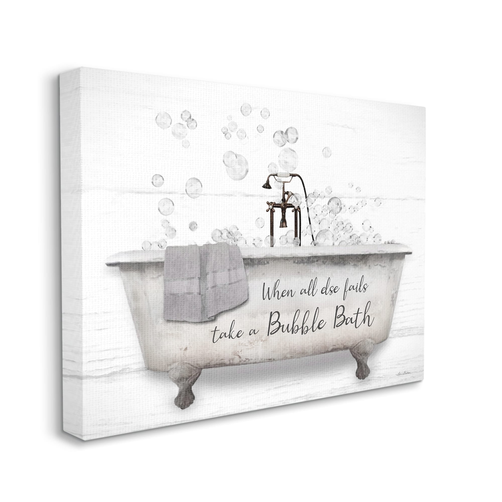 Stupell When All Fails Bubble Bath Phrase Typography Painting Gallery Wrapped Canvas Print Wall Art