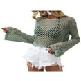thumbnail image 4 of PENGXIANG Hauts à Manches Longues en Tricot Transparent pour Femmes Couleur Unie Maille Manches Longues, 4 of 6