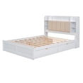 thumbnail image 5 of Euroco Wood Queen Platform Bed, Upholstered with Storage Headboard and 4 Drawers for Kids and Adults Bedroom, White, 5 of 17