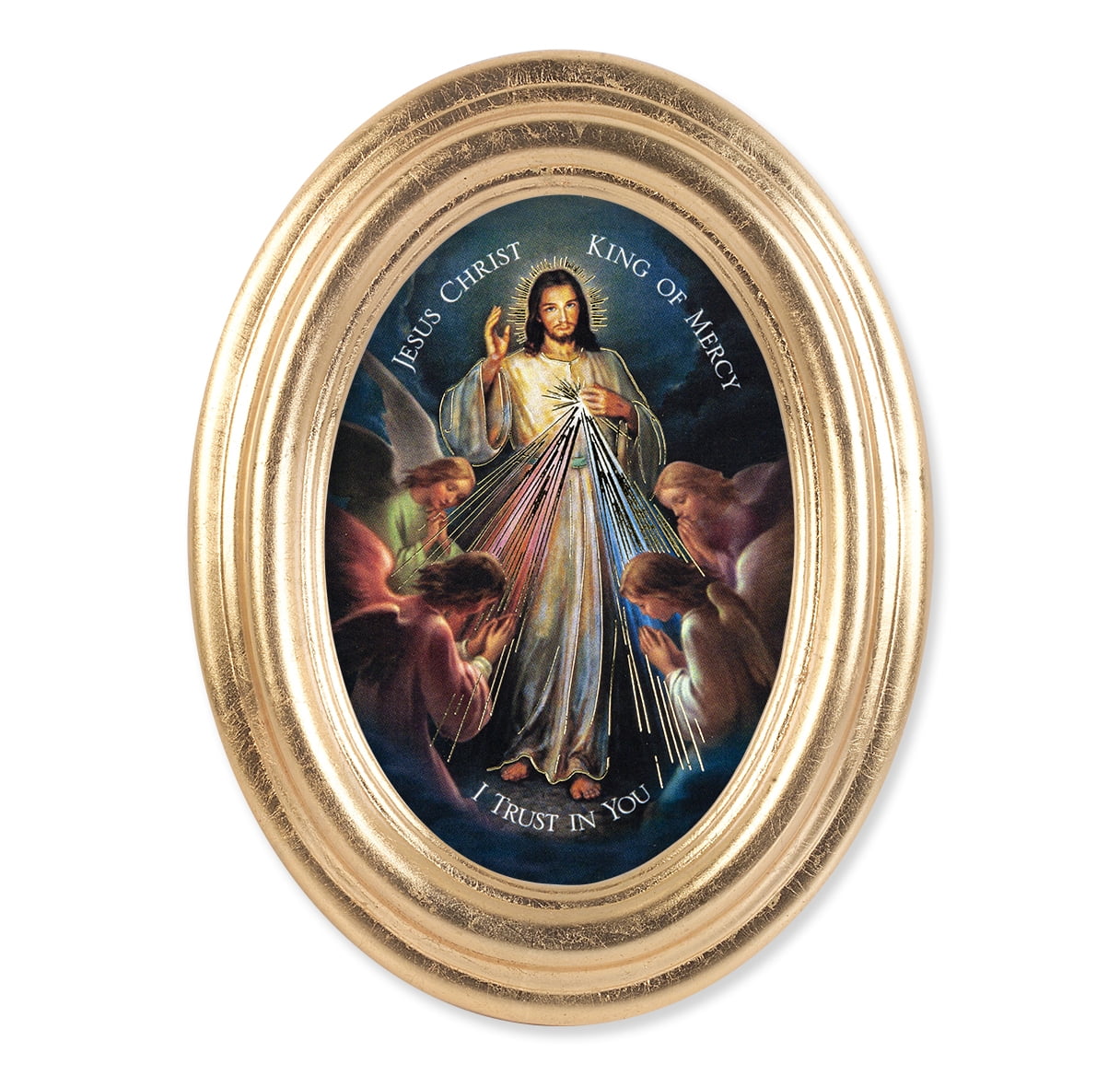 5-1/2" x 7" Oval Gold Leaf Frame with a Jesus King of Mercy Print ...