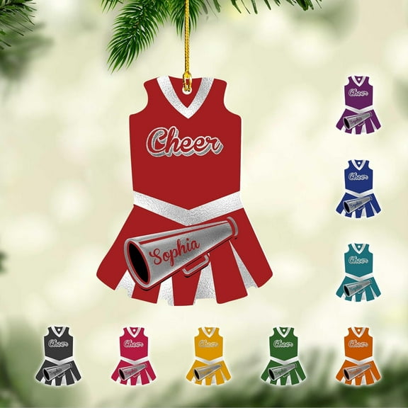 Personalized Cheerleader Ornaments Cheerleader Cheerleading Lovers Ornaments Cheerleading Ornament Gift for Cheerleader Christmas 2023 Cheer Cheerleader Ornaments Xmas (Cheer 9) - 3286 (Red)