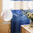 thumbnail image 3 of No Hook Shower Curtain, Navy Blue Ocean Waves Shower Curtains for Bathroom with See Through Top Window, Summer Beach Coastal Abstract Waterproof & Washable Bath Curtain Extra Long 72"x84", 3 of 9