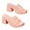 Pink, variant on Quaouag Clear Heels for Women Transparent Two Strap Block Chunky Square Heel Sandals Open Toe Slip On Sandals