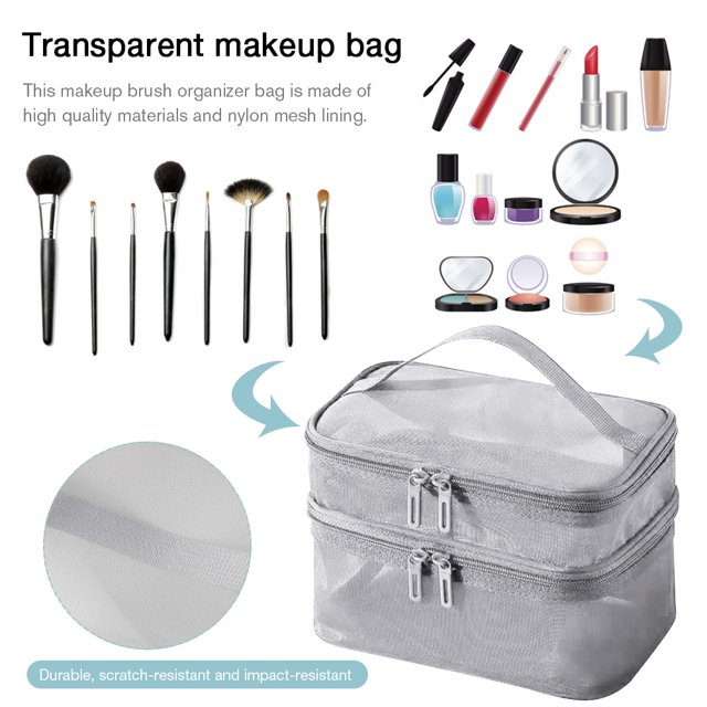 Bolsa de cosméticos de malla de nailon bolsa de lavado multifuncional con cremallera para regalos navideños