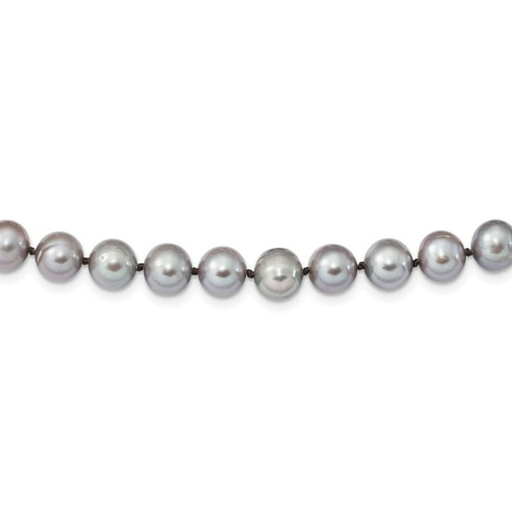 Primal Silver Sterling Silver Rhodium-plated 8-9mm Grey Freshwater Cultured Pearl Necklace