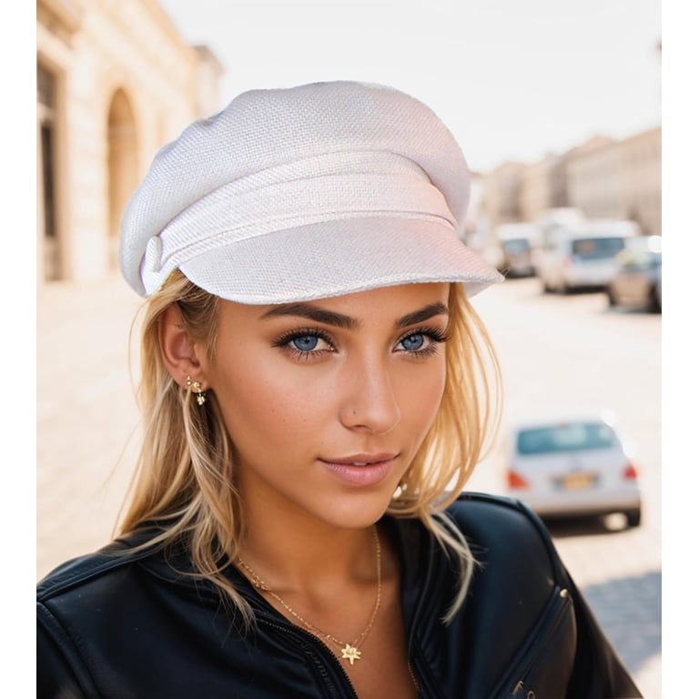 Stylish Winter White Women\'s Taxi Cab Hat DOVACKA Newsboy Hats for Women, Fashion Newsboy Cap Bakerboy  main image 4