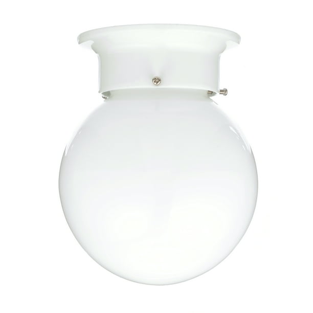 Mainstays 6" 1-Light Globe Flush-Mount Ceiling Light, White - Walmart