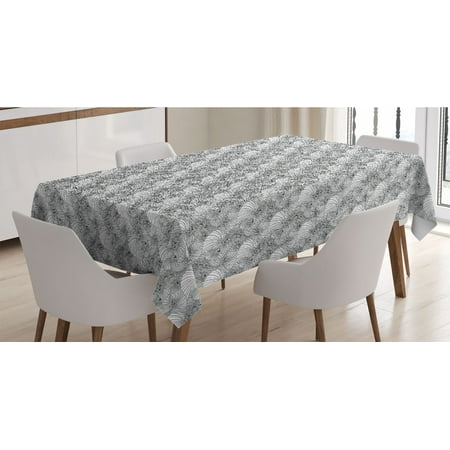 

Abstract Tablecloth Doodle Style Hypnotic Lines Complex Design Overlapping Curvy Forms with Dots Rectangle Satin Table Cover for Dining Room and Kitchen 60 X 90 Black and White by Ambesonne