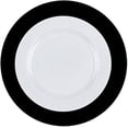 thumbnail image 2 of Combo Set 7" White Dessert Plates and 10" inch Round Black Plastic Plates, Disposable China Like Party Plate, Heavy Duty Dinner Charger Plate, Salad, Wedding, Tableware, Tablesetting, Catering (54), 2 of 5