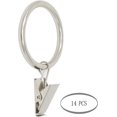 thumbnail image 2 of Drapery Curtain Rings with Clip - 1.5-Inch Inner Diameter, Fits Up to 1 1/4-Inch Rod, Set of 14, Satin Nickel Finish, 2 of 2