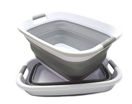 SAMMART Zusammenklappbare Eimer – 2er Set, Grau, 23,8 Liter Fassungsvermögen, Platzsparend