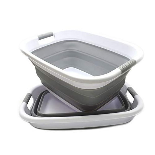 SAMMART Set of 2 Collapsible Plastic Laundry Basket Foldable Pop Up