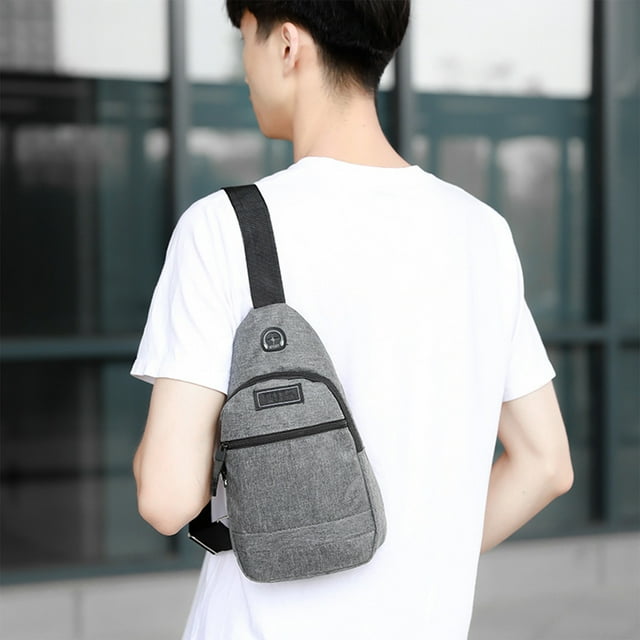 Mochila bandolera bandolera con bolso de pecho para hombre | Bolso de hombro de tela ligera y duradera | Compartimentos múltiples de gran capacidad | Mochila de viaje casual | 12.2x6.29x2.36in