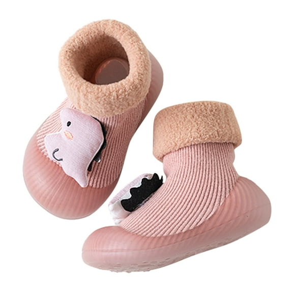 Otqutp Baby Running Shoes Winter Baby Floor Socks Shoes Baby Indoor Non Slip Soft Bottom Toddler Shoes Warm Socks Shoes 0-36 Months