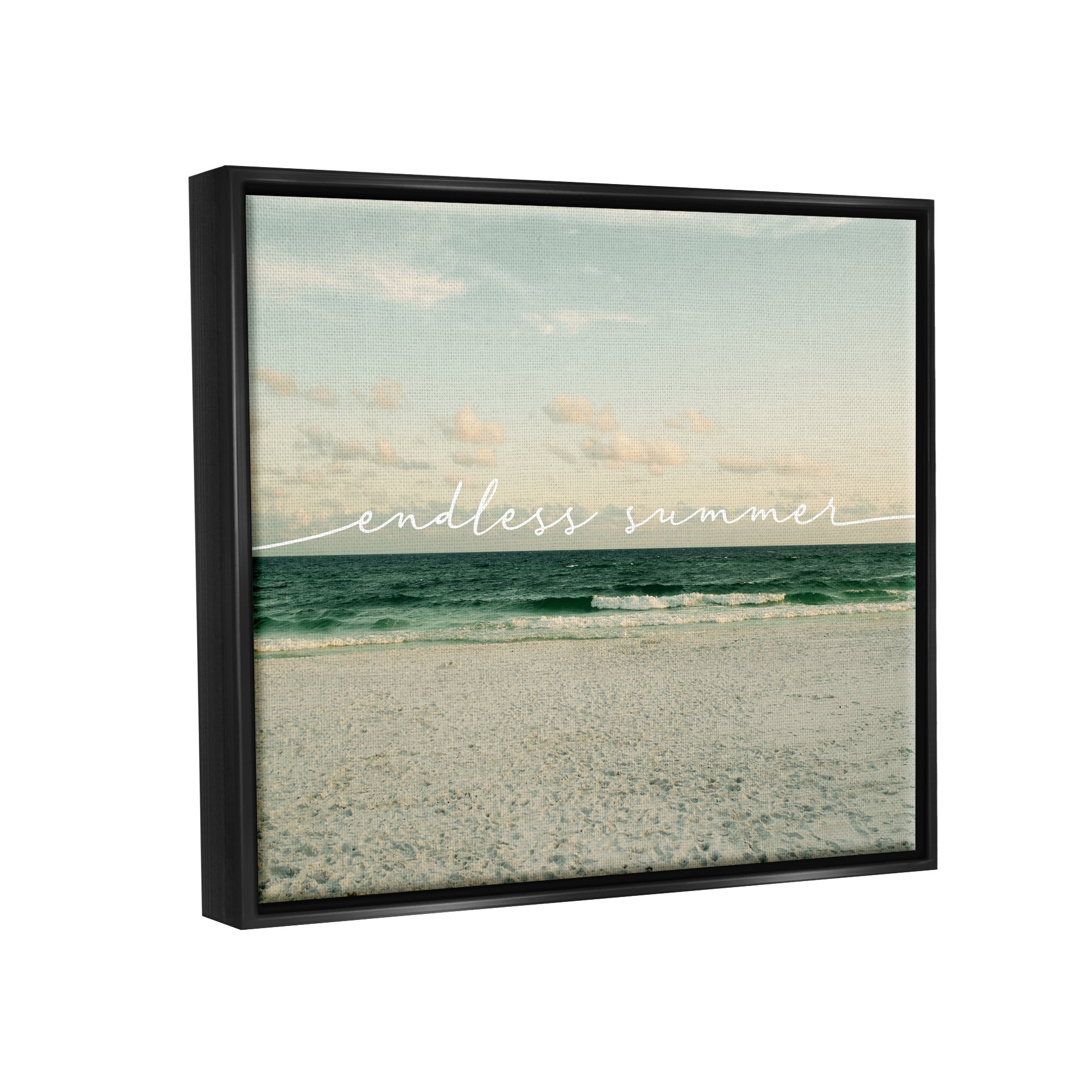 Stupell Endless Summer Beach Coast Waves Landscape Painting Black Floater Framed Art Print Wall Art