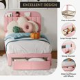 thumbnail image 4 of Senfot Twin Size Bed Frame, Upholstered Platform Bed with Large Storage Drawer and Bookcase Headboard,Easy Assembly,Noise-Free,No Box Spring Needed,Light Pink, 4 of 7