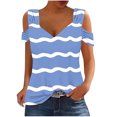 thumbnail image 1 of Camisas de Manga Corta para las Mujeres, Cuello en V Plegable de Impresión Del Hombro Top Casual Hecho de Poliéster Cómodo para el Verano, Tops de Bikini para las Mujeres, 1 of 9