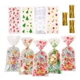 thumbnail image 4 of 200 bolsas de regalo de Navidad, bolsas de embalaje de dulces, bolsas para hornear galletas, bolsas de plástico planas + 200 bridas de metal, 4 of 5