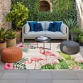 thumbnail image 2 of Pink Flamingos Outdoor Rug for Patio/Deck/Porch, Non-Slip Large Area Rug 5 x 8 Ft, Summer Tropical Flowers Cactus Wooden Indoor Outdoor Rugs Washable Area Rugs, Reversible Camping Rug Carpet Runner, 2 of 8