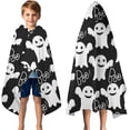 thumbnail image 3 of Smiling Ghosts Halloween Pattern Hooded Bath Towel，50"x30" for Ages 3 To 12 Kids, Quick Dry Lightweight Soft Microfiber Hood Beach Towel Cover Up for Kids, 3 of 7