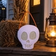 thumbnail image 2 of Felt Glitter Skull Halloween Treat Carry Bag Minimalist Gothic Spooky Candy Storage Tote, Seasonal Tabletop Candy Station Decor for Halloween Party Entryway Displays, 2 of 7