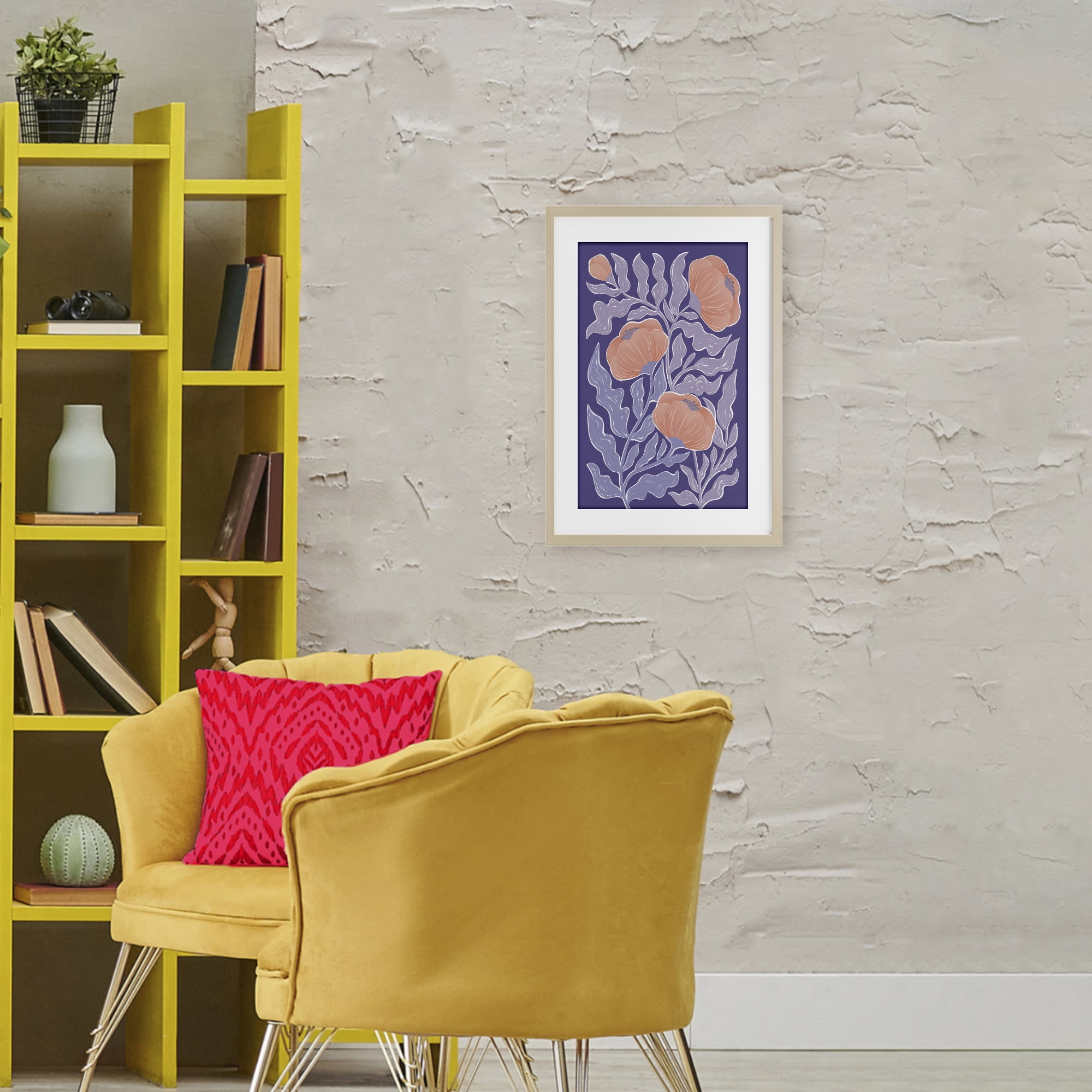 Stupell Industries Midcentury Purple Poppies Birch Framed Print Under Glass, design by Martina Pavlova