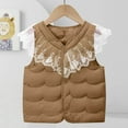thumbnail image 4 of Cethrio Girls Puffer Vest, Lace Ligntweight Thermal Sleeveless Warm Jackets Coffee Size 9-10 T, 4 of 7