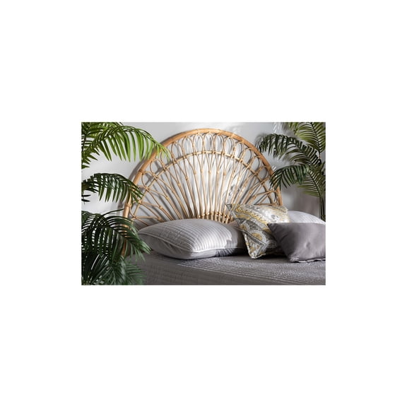 Baxton Studio Devereaux Modern Brown Rattan Queen Size Standalone Headboard