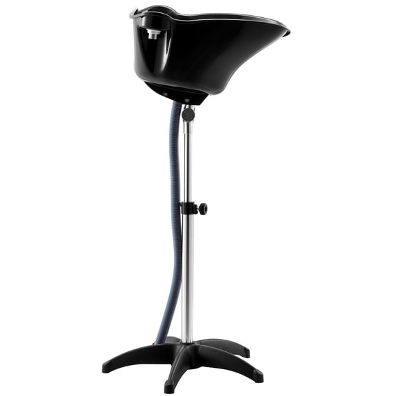Dual-Use Shampoo Bowl for Home & Barbershop, Deep Adjustable Sink Includes Drain Hose & Handheld Shower, Lightweight Hair Washing Basin for Salon & Spa Center, Black