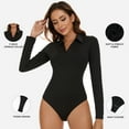 thumbnail image 3 of Henley Bodysuit for Women Long Sleeve Tops Bodysuits Dressy Blouse Casual, 3 of 6
