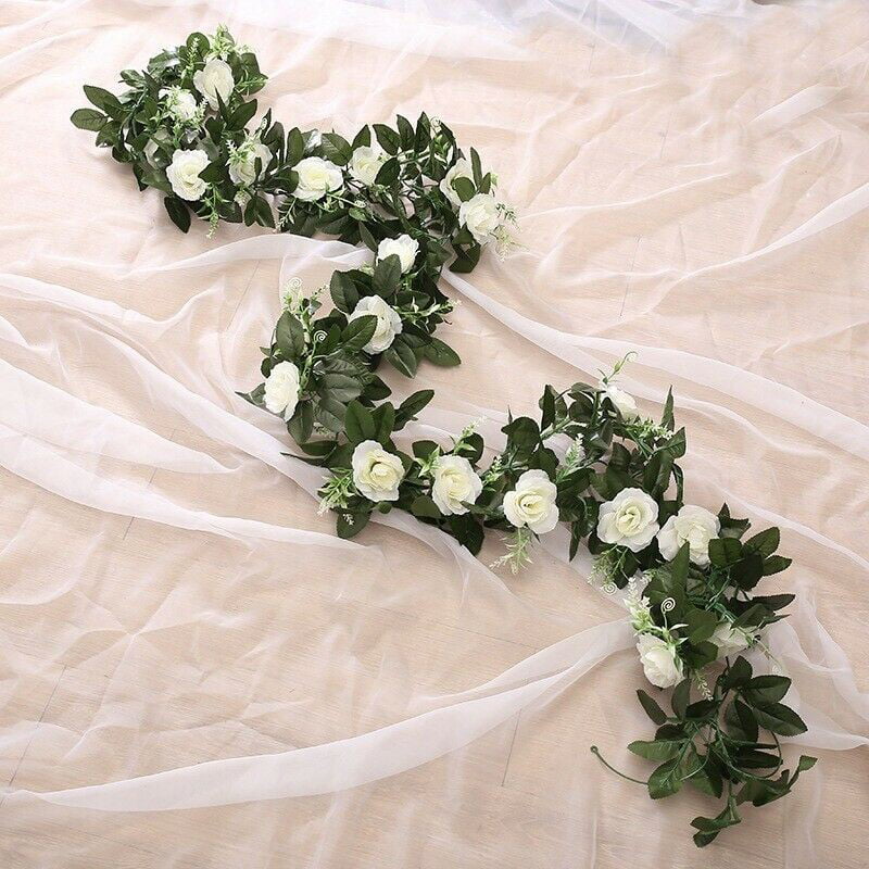 8ft Artificial Rose Silk Leaf Garland Vine Ivy Flower String Wedding Home Decor 