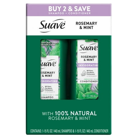 Suave Invigorating Shampoo & Conditioner Set With Rosemary & Mint, Twin Pack, 15 FL OZ