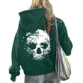 thumbnail image 4 of Women's Halloween Hooded Sweatshirts Skull Graphic Long Sleeve Drawstring Pullover Tops Skeleton Print Hoodie Shirts, 4 of 6