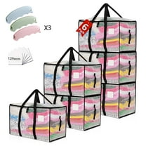 95L Moving Bags Heavy Duty Large, Alternative for Moving Boxes & Moving Supplies, Storage bags for Clothes with Handles, Lids & Zippers(Clear, 6 Pack)