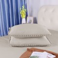 thumbnail image 4 of Unique Bargains Washed Polyester Duvet Cover Bedding Set with Pompoms Tassels,3-Pieces,, 4 of 9